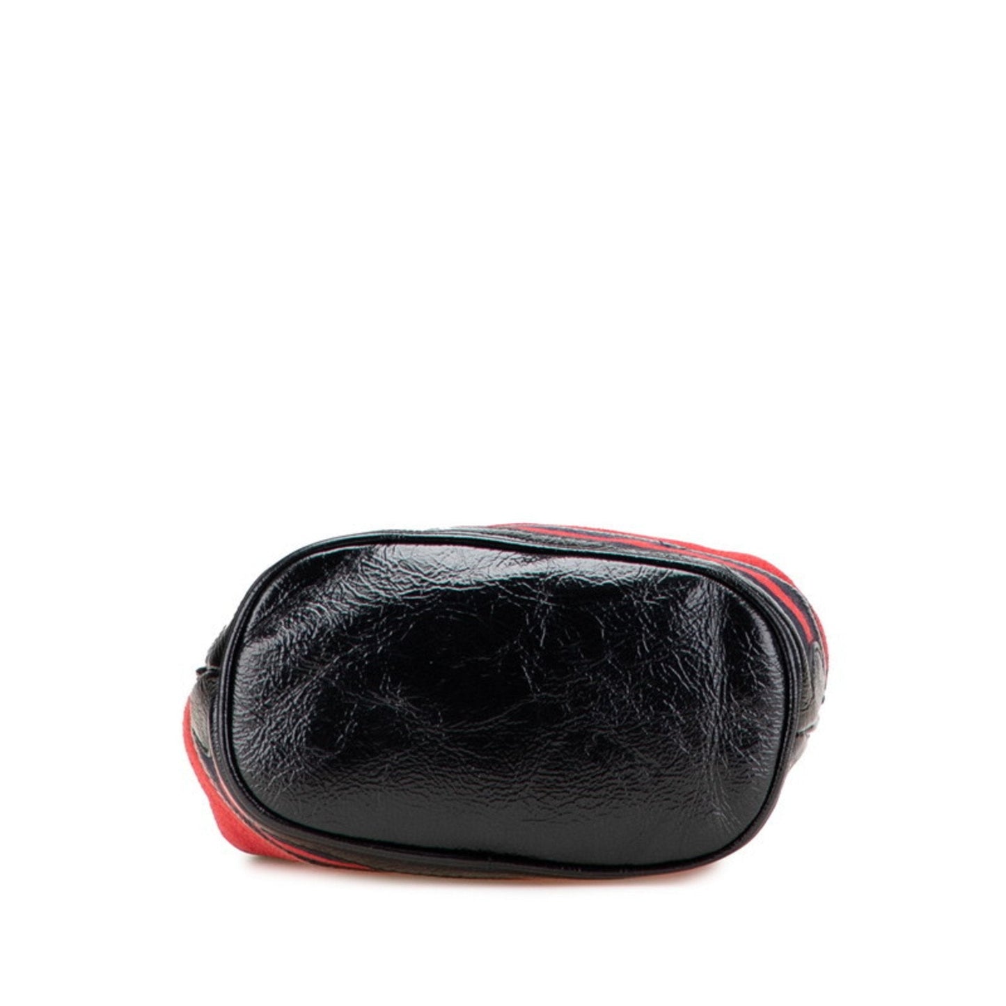 Gucci Black Red Color Suede Leather Shoulder Bag ( )
