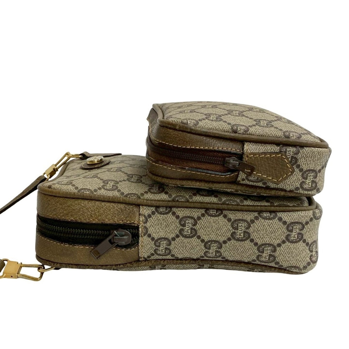 Gucci Brown Leather Pvc Pochette Shoulder Bag ( )
