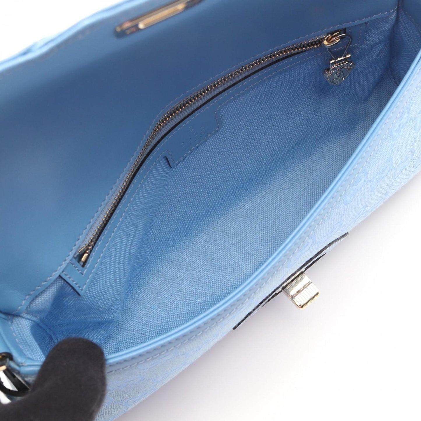 Gucci Blue Canvas Leather Shoulder Bag ( )