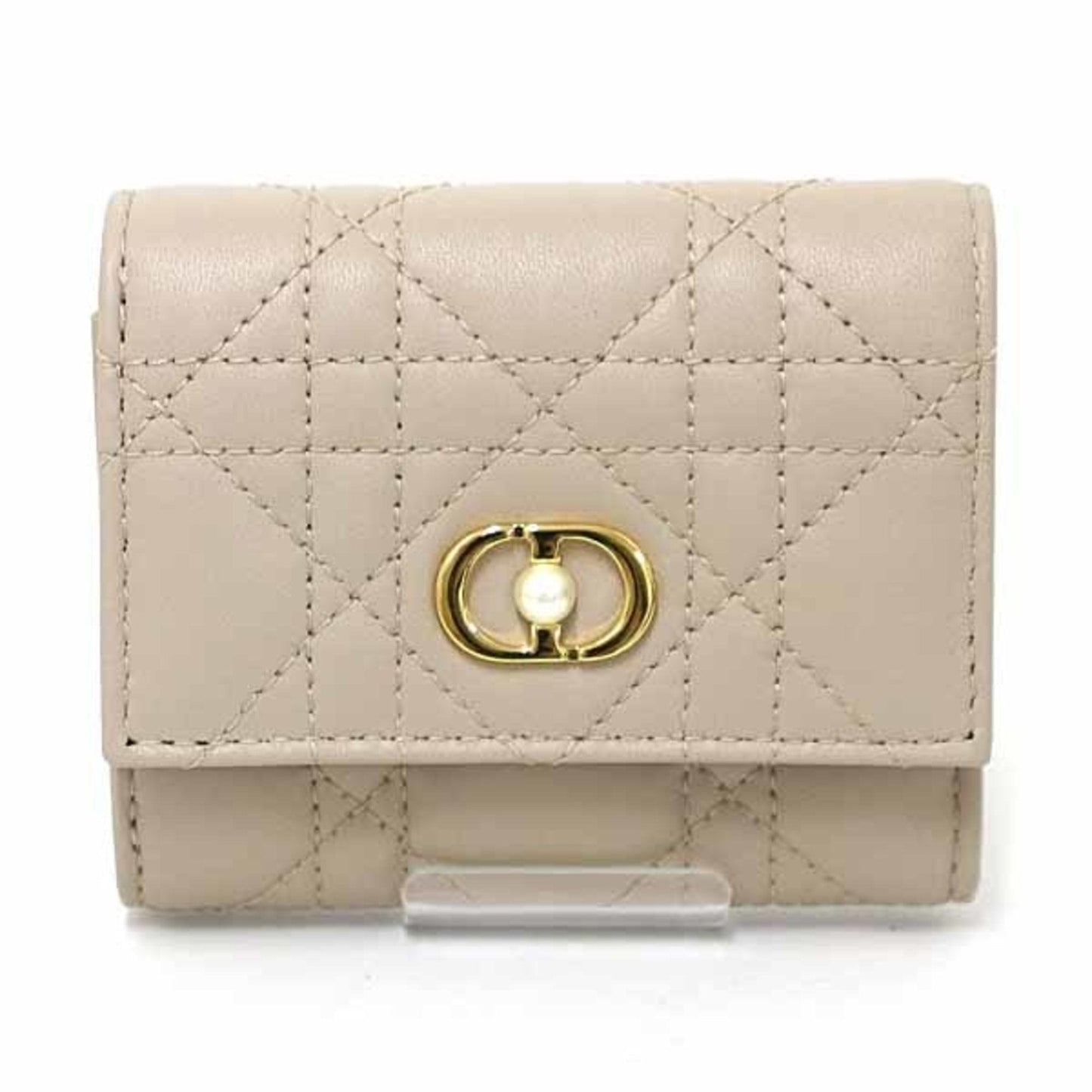 Christian Dior Beige Leather Wallet (Tri-Fold) ()