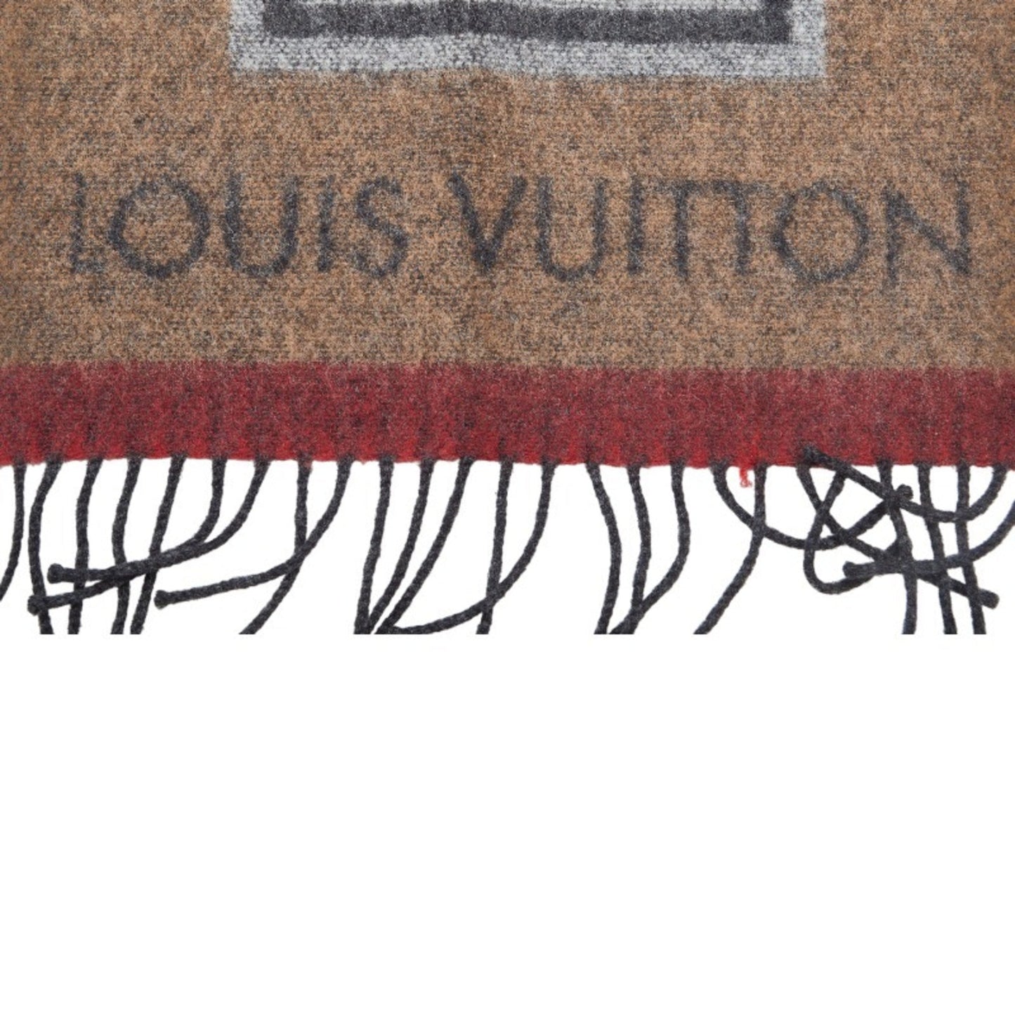 LOUIS VUITTON Escharpe LV Sticker Muffler M70040 Brown Multicolor Wool Cashmere Men's