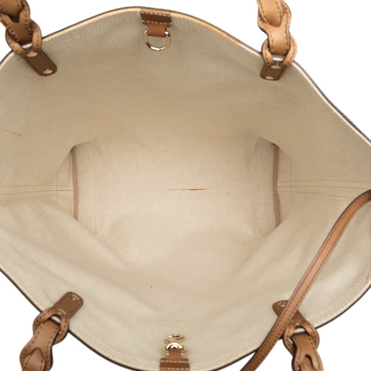 Gucci Gg Canvas Beige Brown Gg Canvas Leather Tote Bag ( )