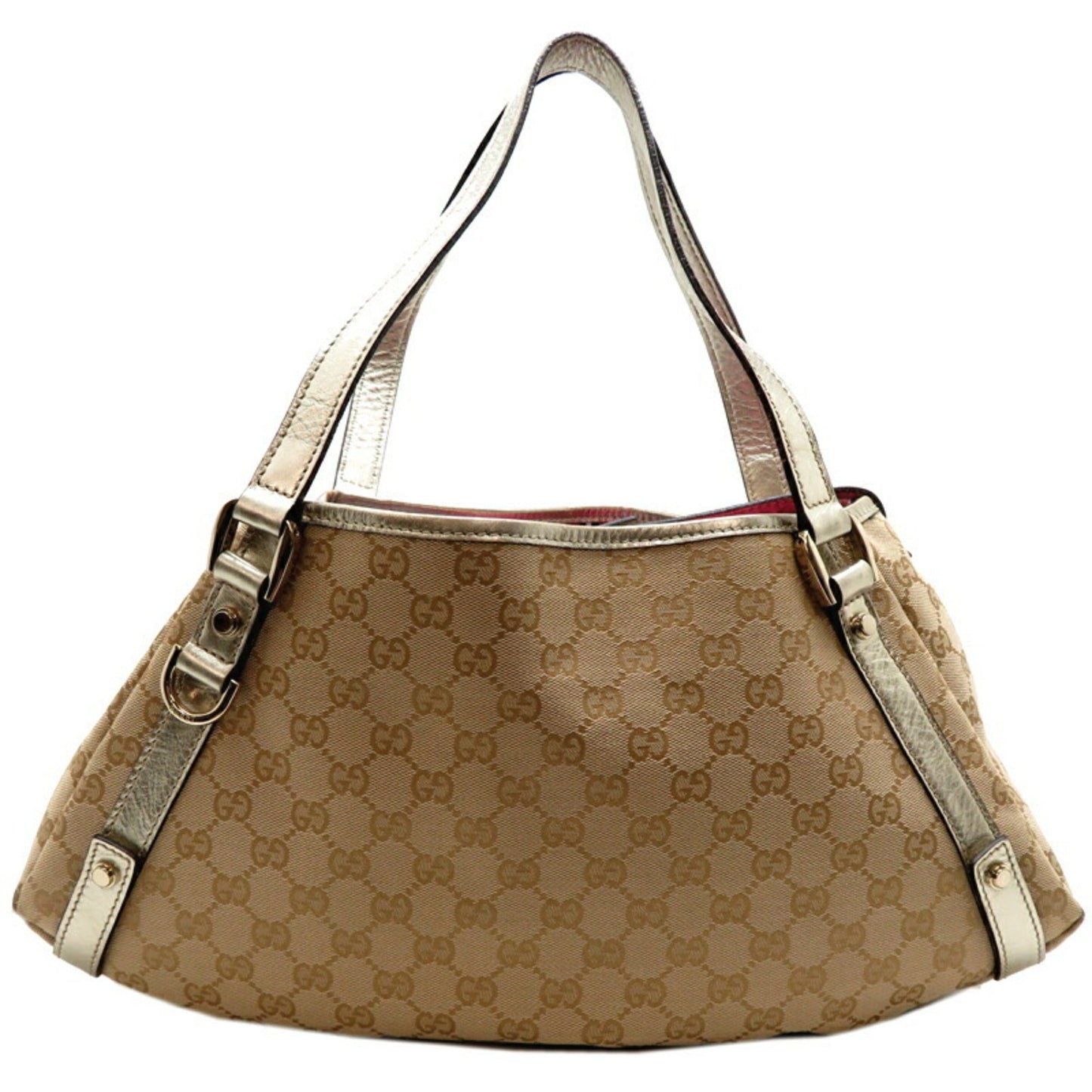 Gucci Abbey Beige Gg Canvas Leather Tote Bag