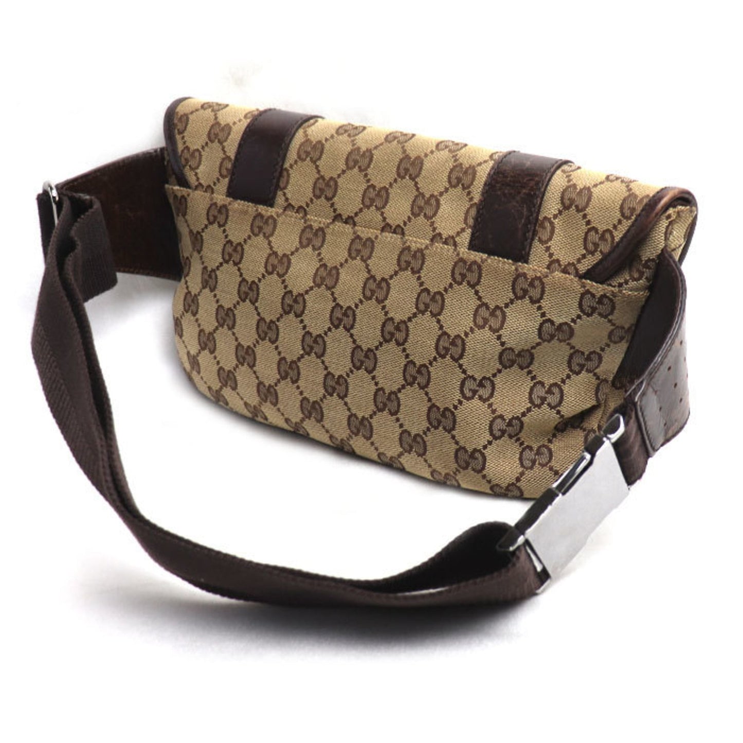 Gucci Beige Brown Gg Canvas Leather Fanny Pack ( )
