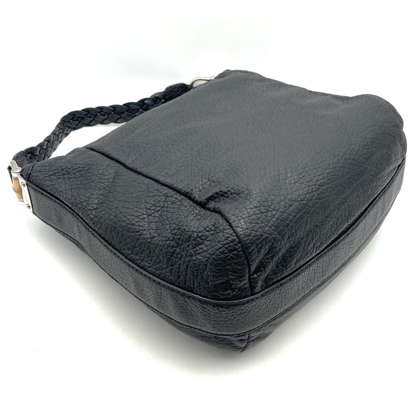 Gucci Black Bamboo Leather Handbag Shoulder Bag ( )