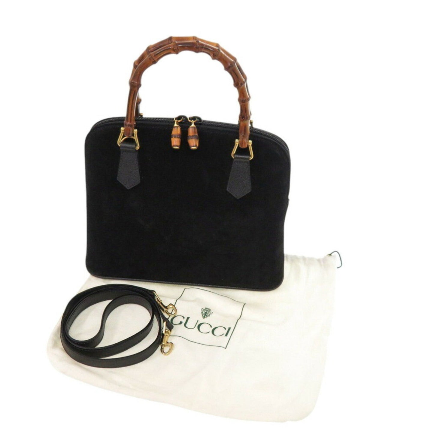 Gucci Black Bamboo Suede Handbag ( )