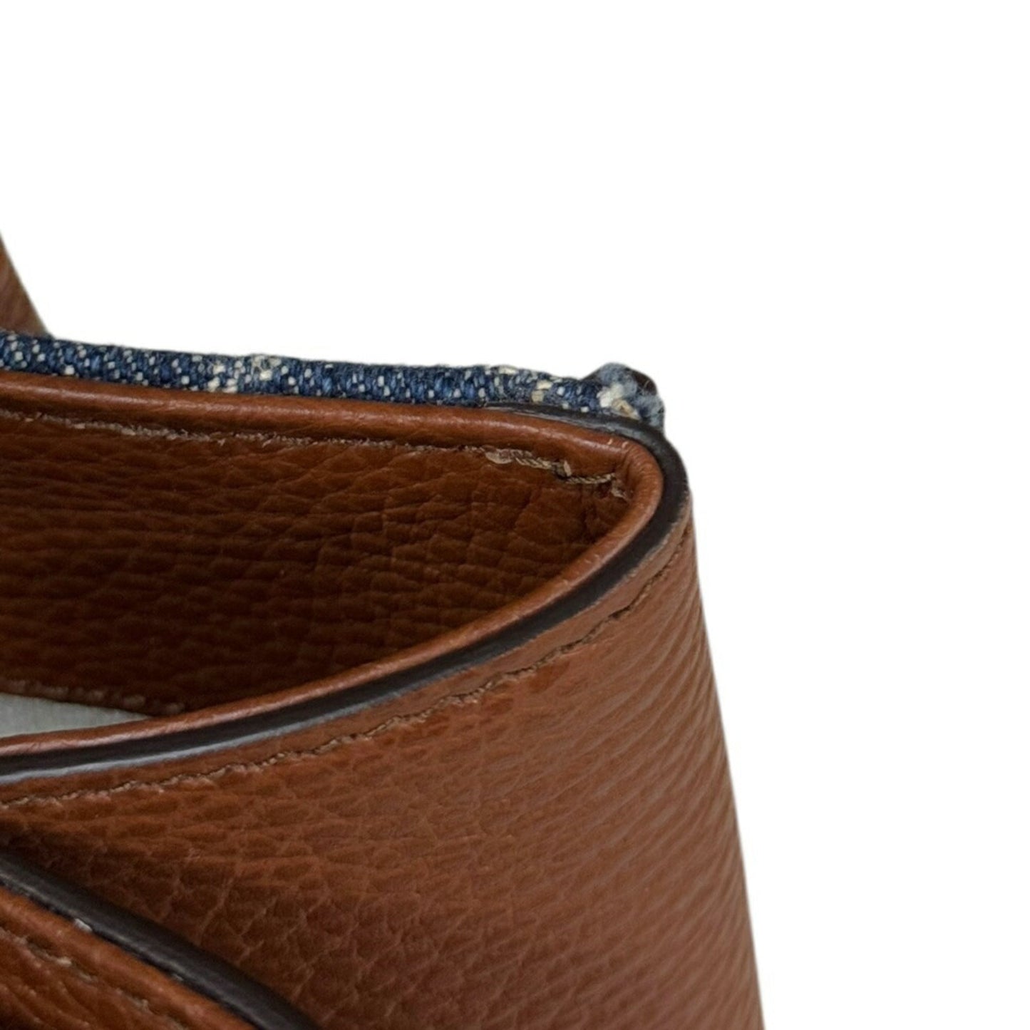 Gucci Blue Brown Denim Leather Shoulder Bag ( )