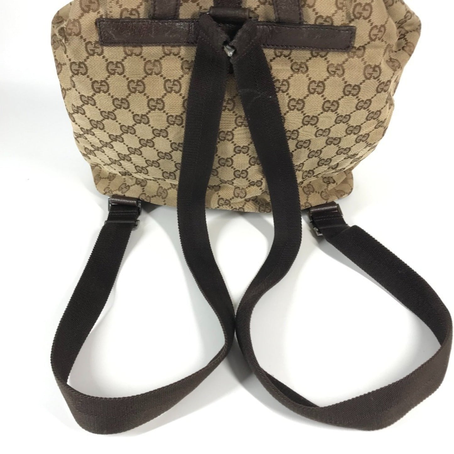 Gucci Beige Dark Brown Gg Canvas Backpack ( )