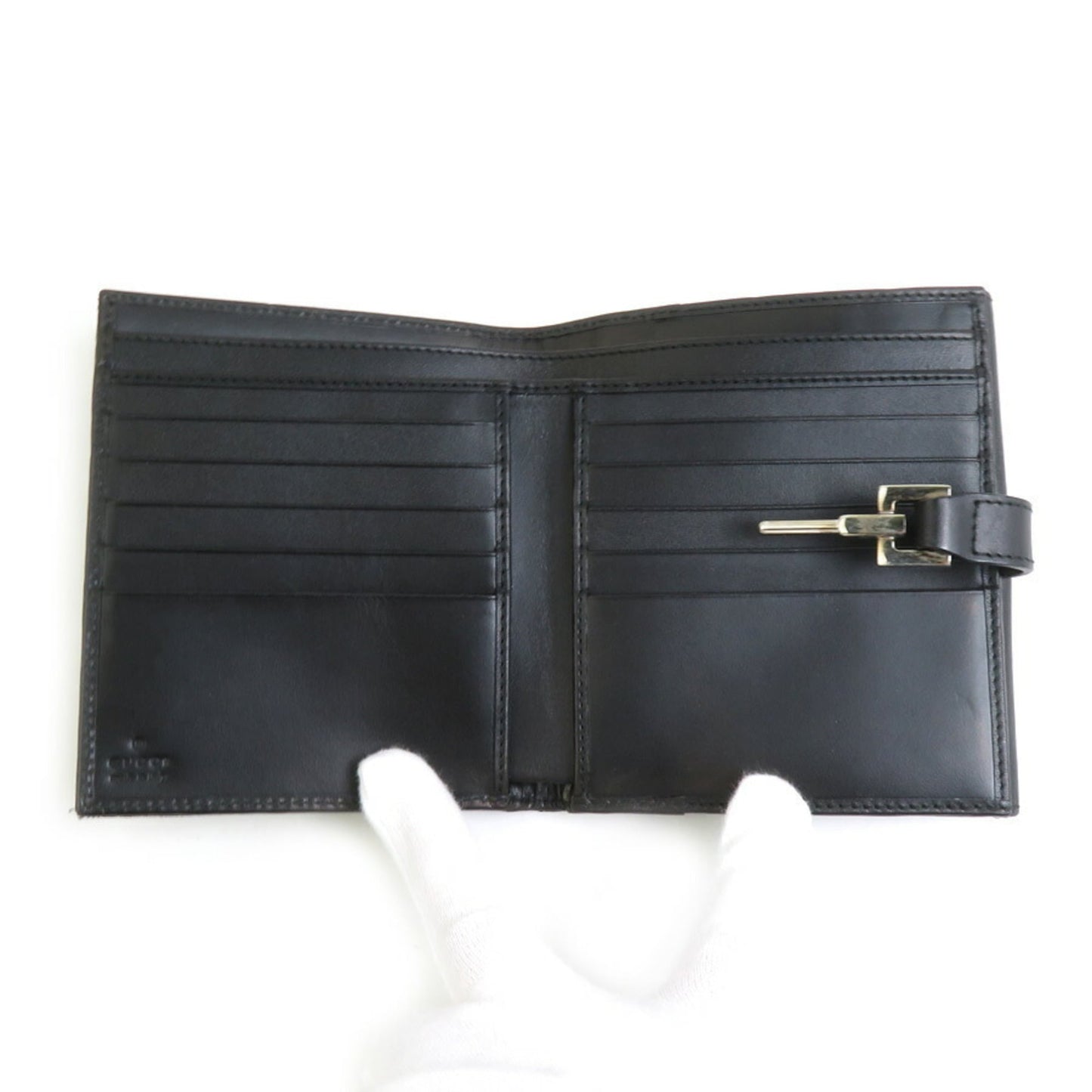 Gucci Black Gg Canvas Leather Wallet (Bi-Fold) ( )