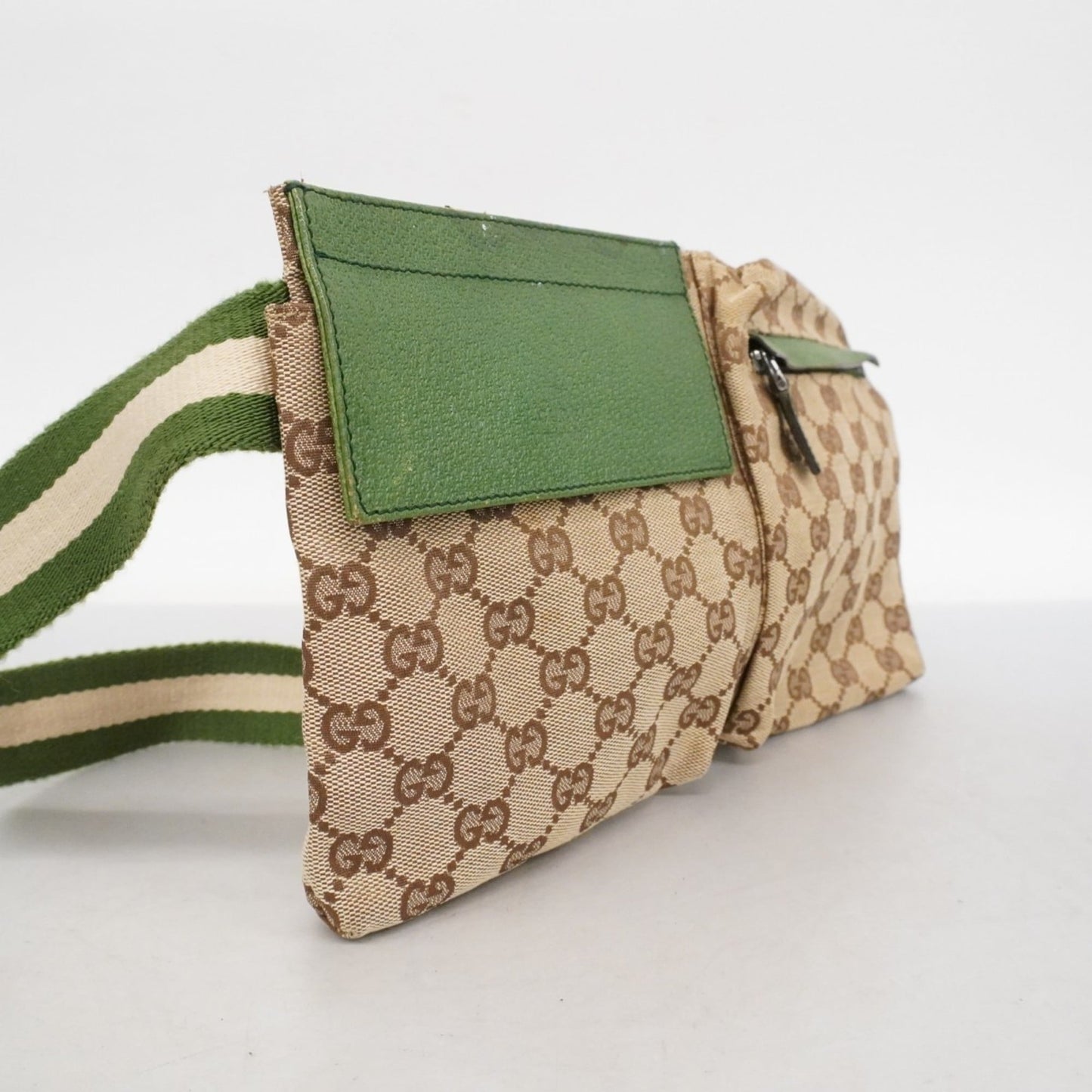 Gucci Brown Green Canvas Fanny Pack ( )