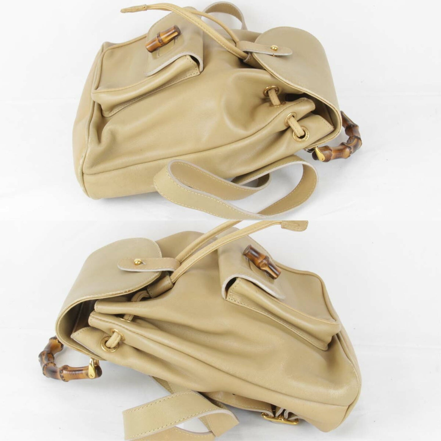 Gucci Bamboo Beige Leather Backpack ( )