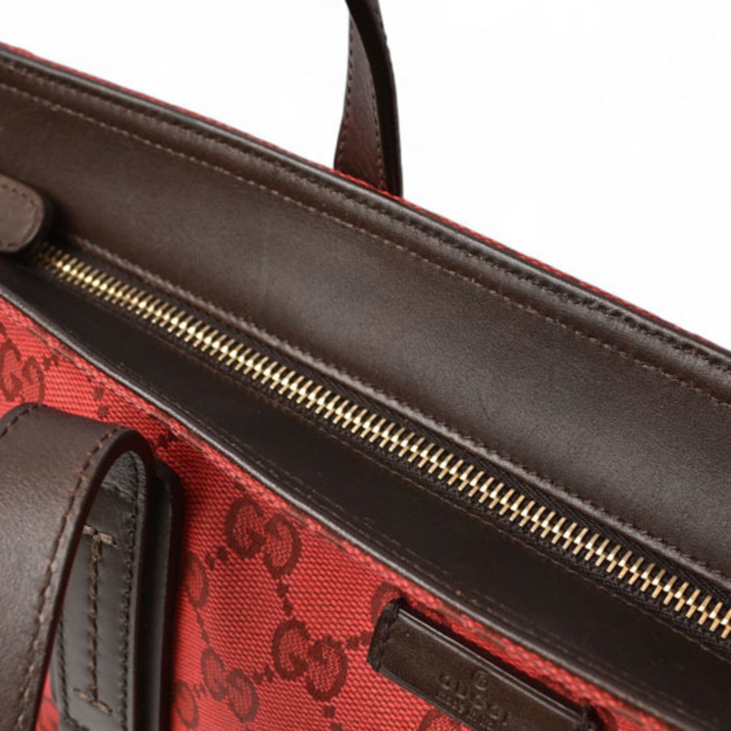 Gucci Dark Red Red Color Coated Canvas Shoulder Bag Tote Bag ( )