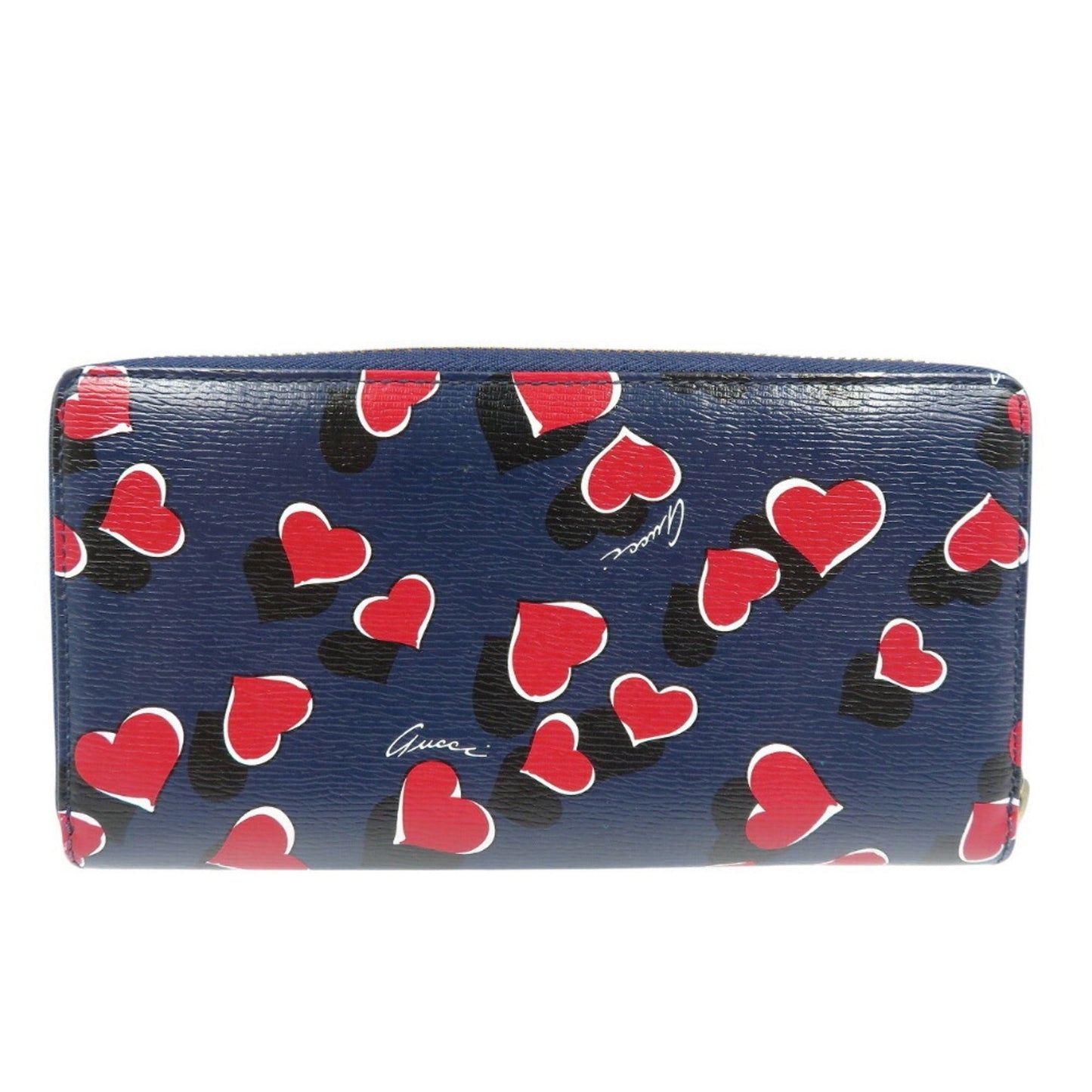 Gucci Black Navy Red Color Leather Long Wallet (Bi-Fold) ( )