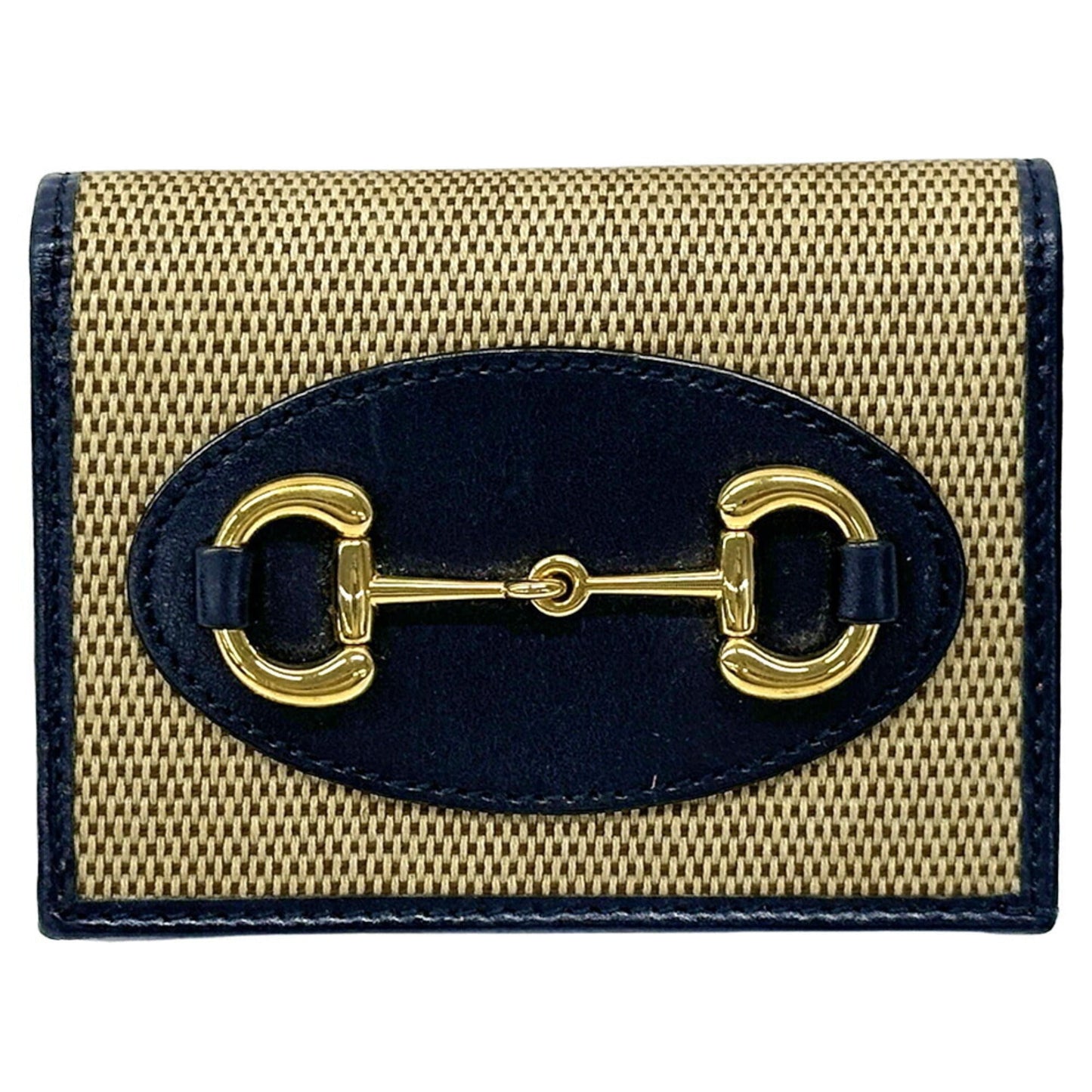 Gucci Beige Navy Canvas Leather Wallet (Bi-Fold) ( )