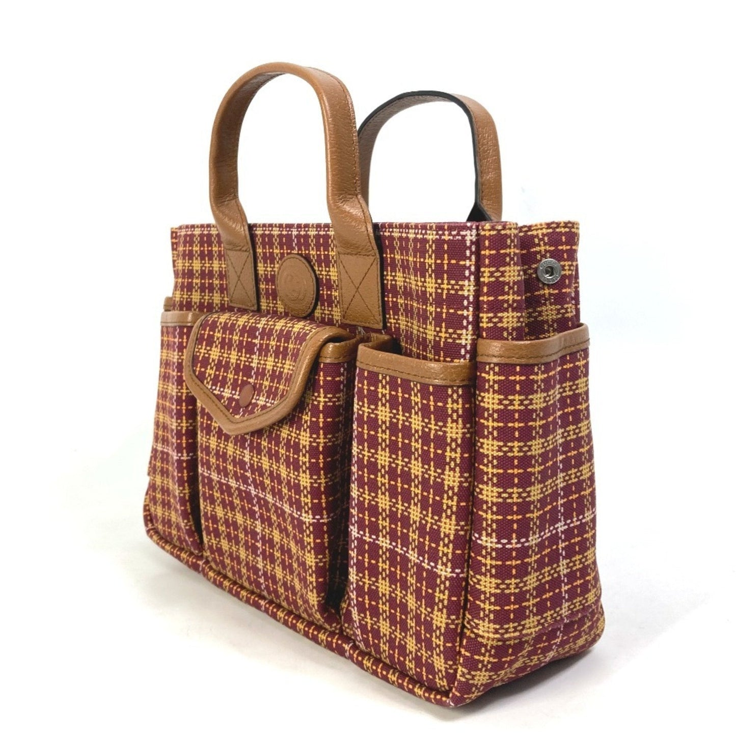 Gucci Bordeaux Brown Canvas Leather Handbag Tote Bag ( )