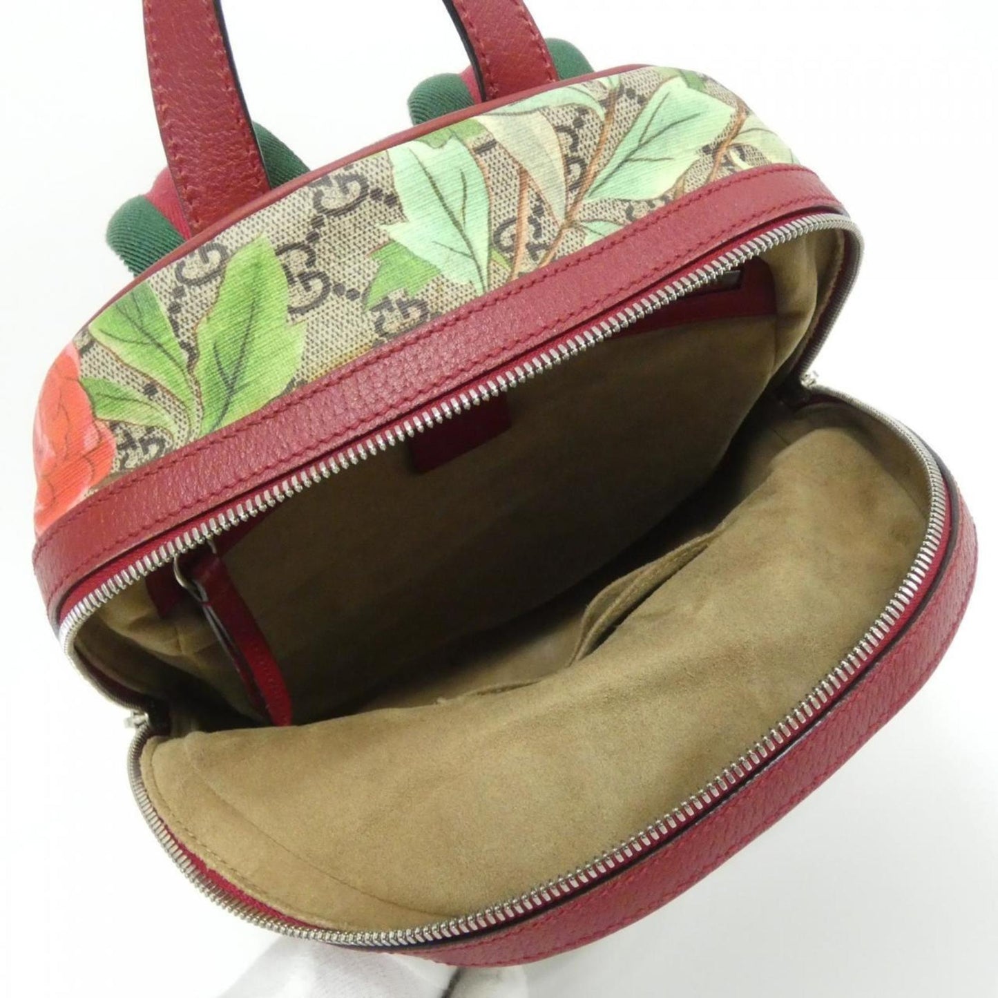 Gucci Beige Red Color Gg Supreme Backpack ( )
