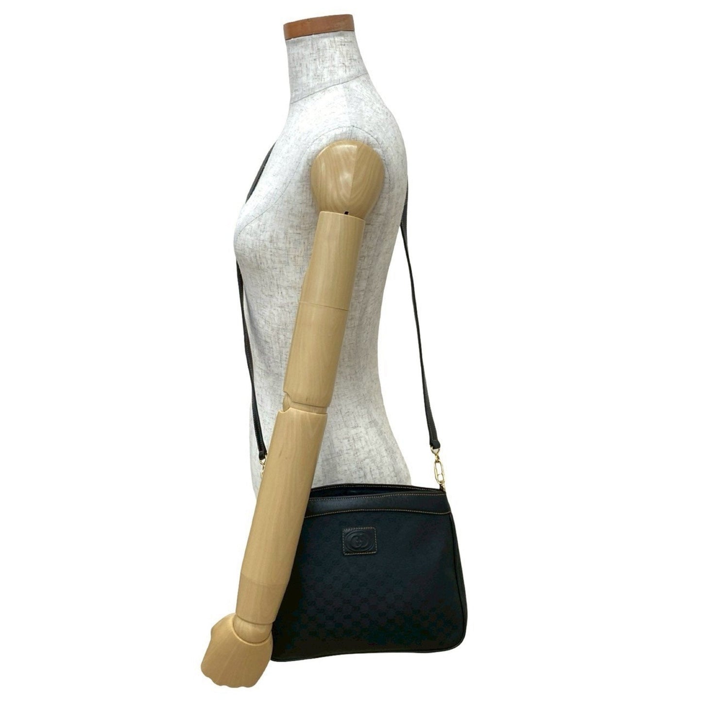 Gucci Black Leather Pvc Pochette Shoulder Bag ( )