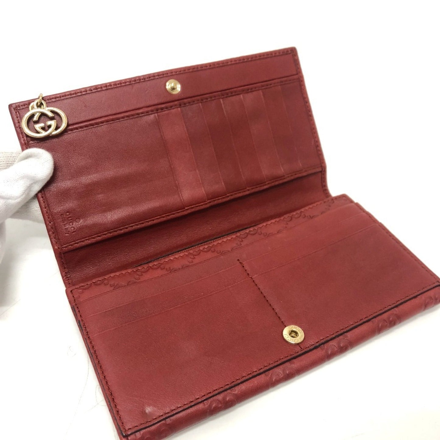 Gucci Red Color Gg Leather Long Wallet (Bi-Fold) ( )