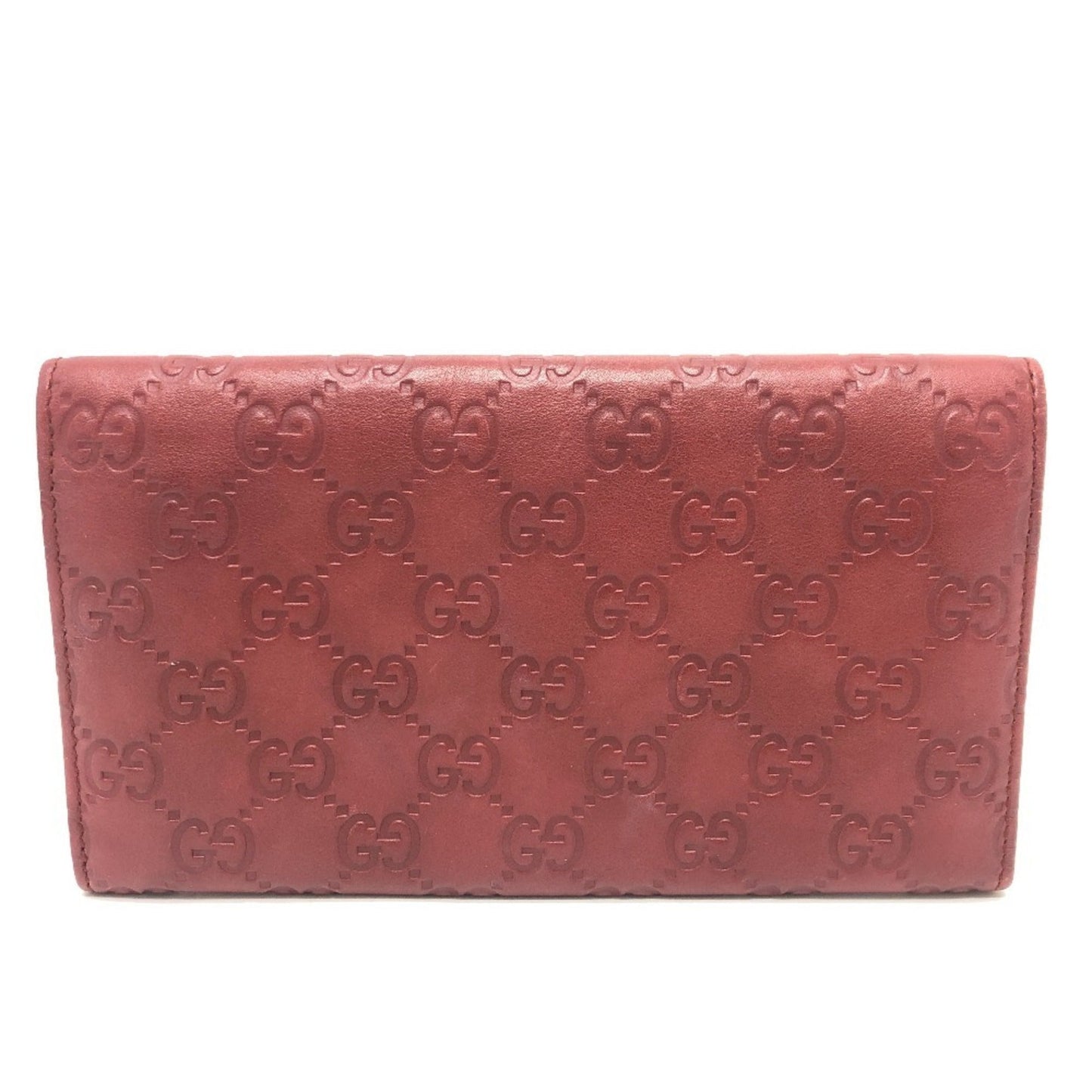 Gucci Red Color Gg Leather Long Wallet (Bi-Fold) ( )