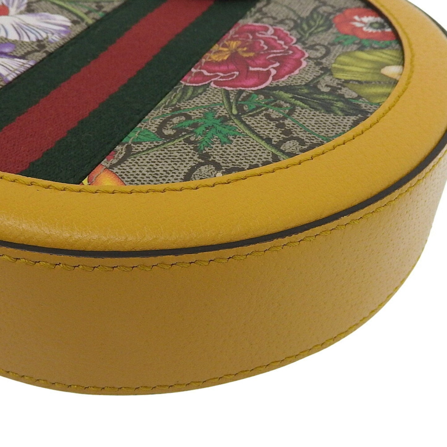 Gucci Gg Blooms Brown Multi-Color Yellow Pvc Leather Shoulder Bag ( )