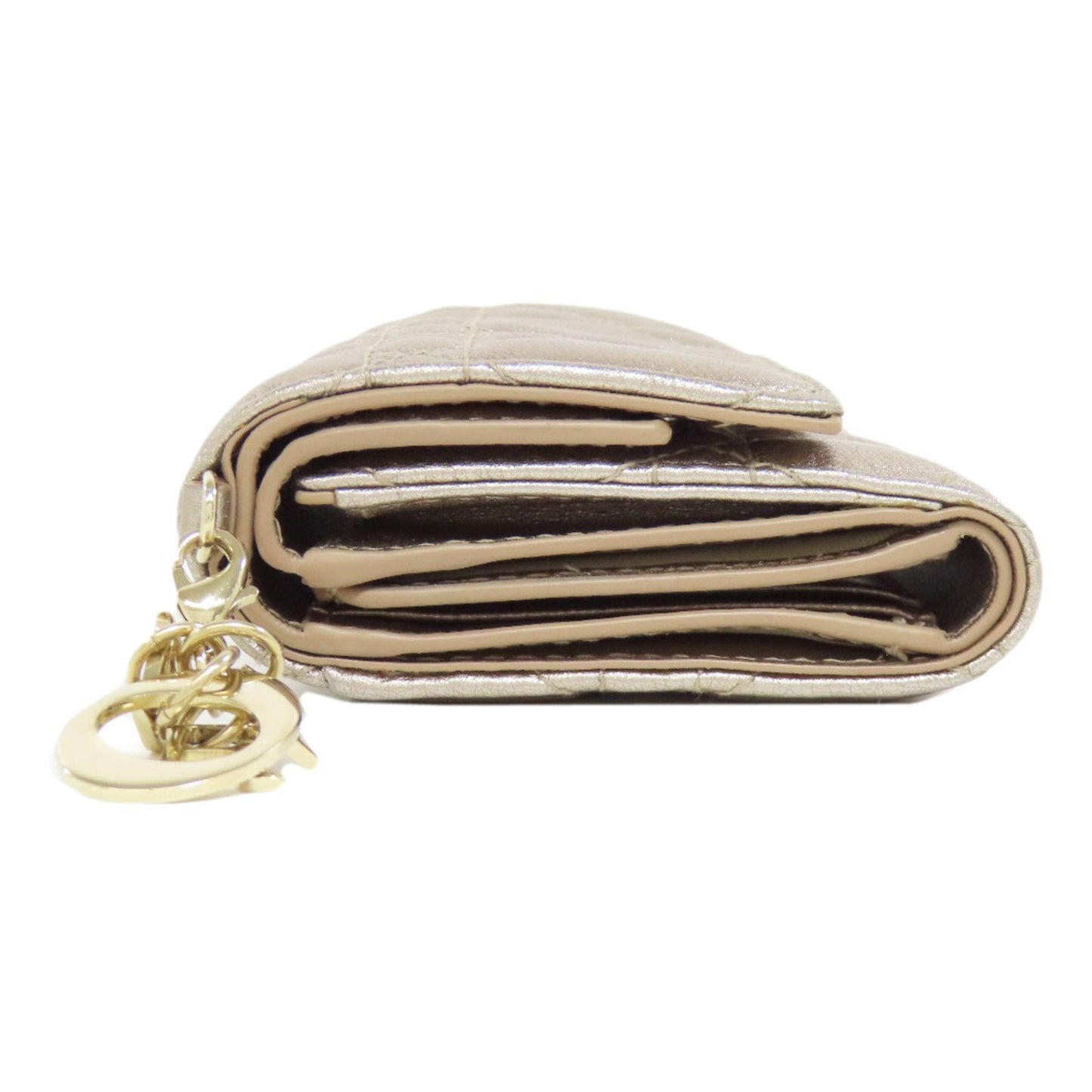 Christian Dior Gold Leather Wallet (Bi-Fold) ()