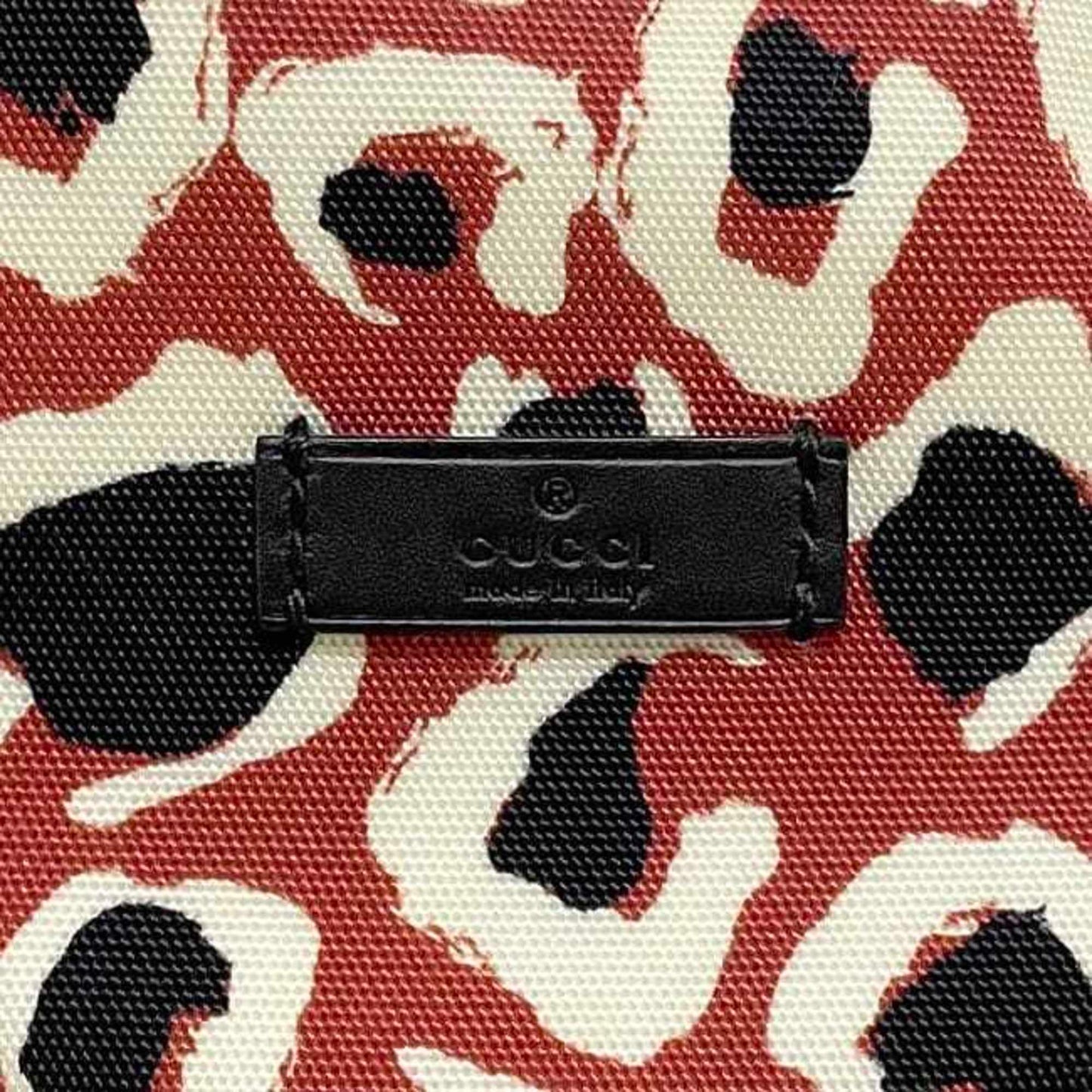 Gucci Black Red Color Canvas Leather Handbag Tote Bag ( )