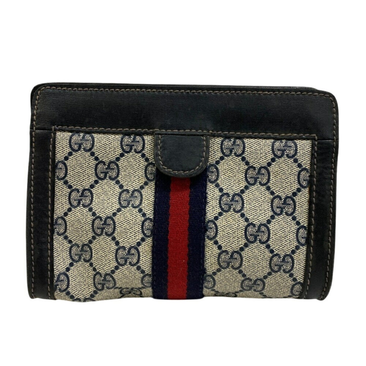 Gucci Brown Navy Gg Supreme Pouch ( )