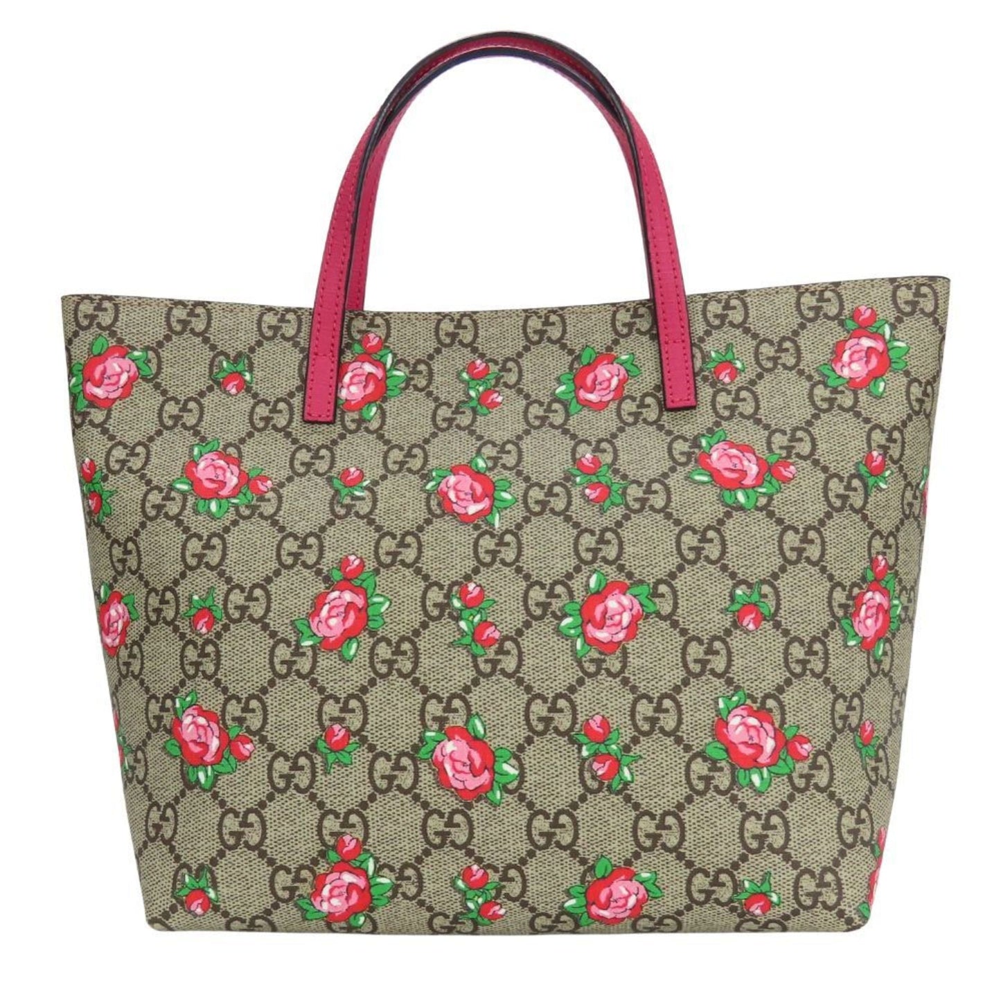 Gucci Beige Rose Pink Gg Supreme Leather Tote Bag ( )