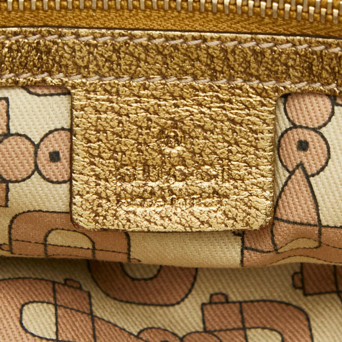 Gucci Brown Gold Canvas Leather Handbag Tote Bag ( )