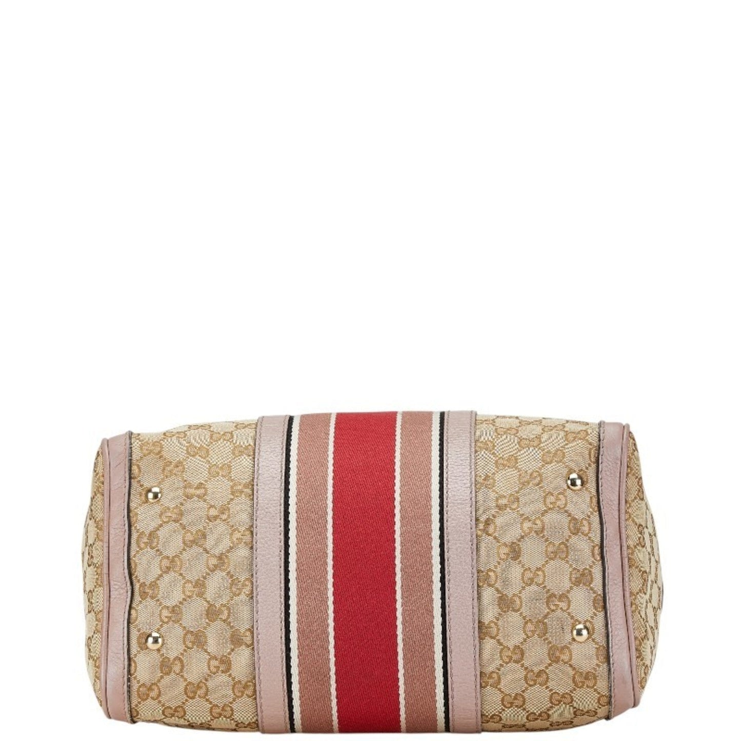 Gucci Beige Pink Canvas Leather Handbag Shoulder Bag ( )
