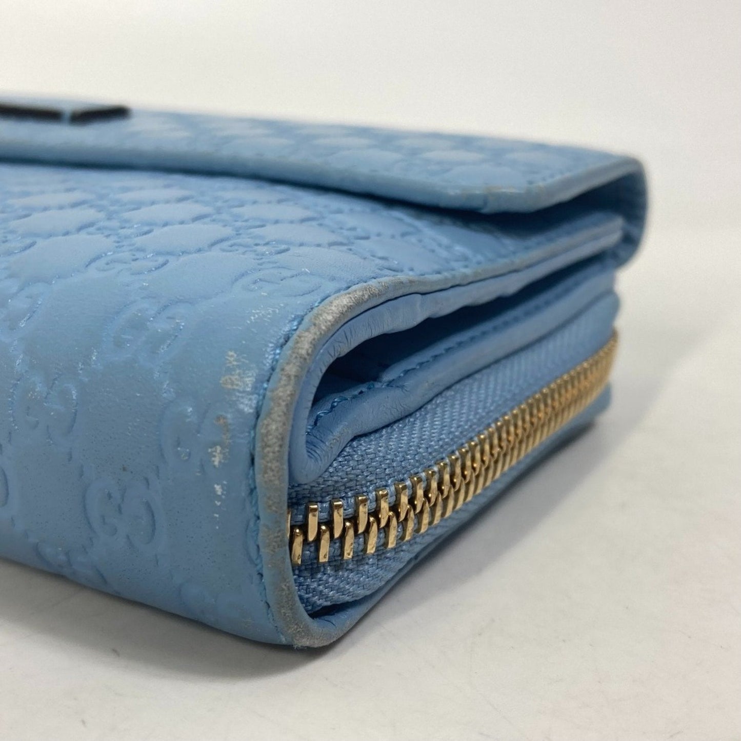 Gucci Light Blue Leather Long Wallet (Bi-Fold) ( )