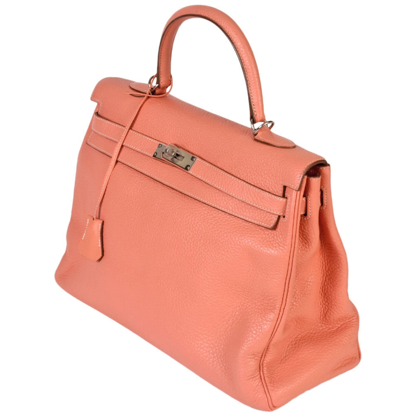 Hermes Kelly Silver Taurillon Clemence Leather Handbag ( )