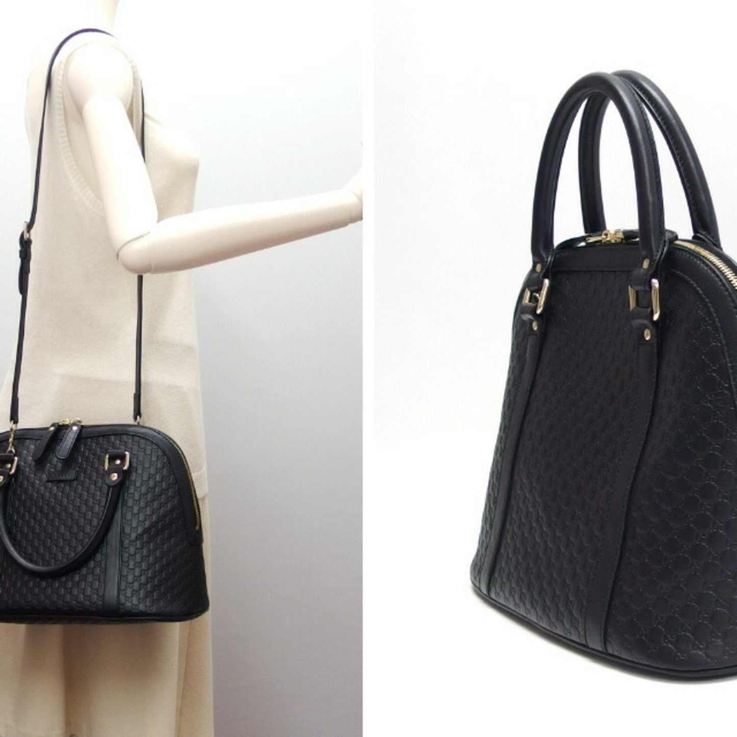 Gucci Microguccissima Black Leather Handbag Shoulder Bag ( )