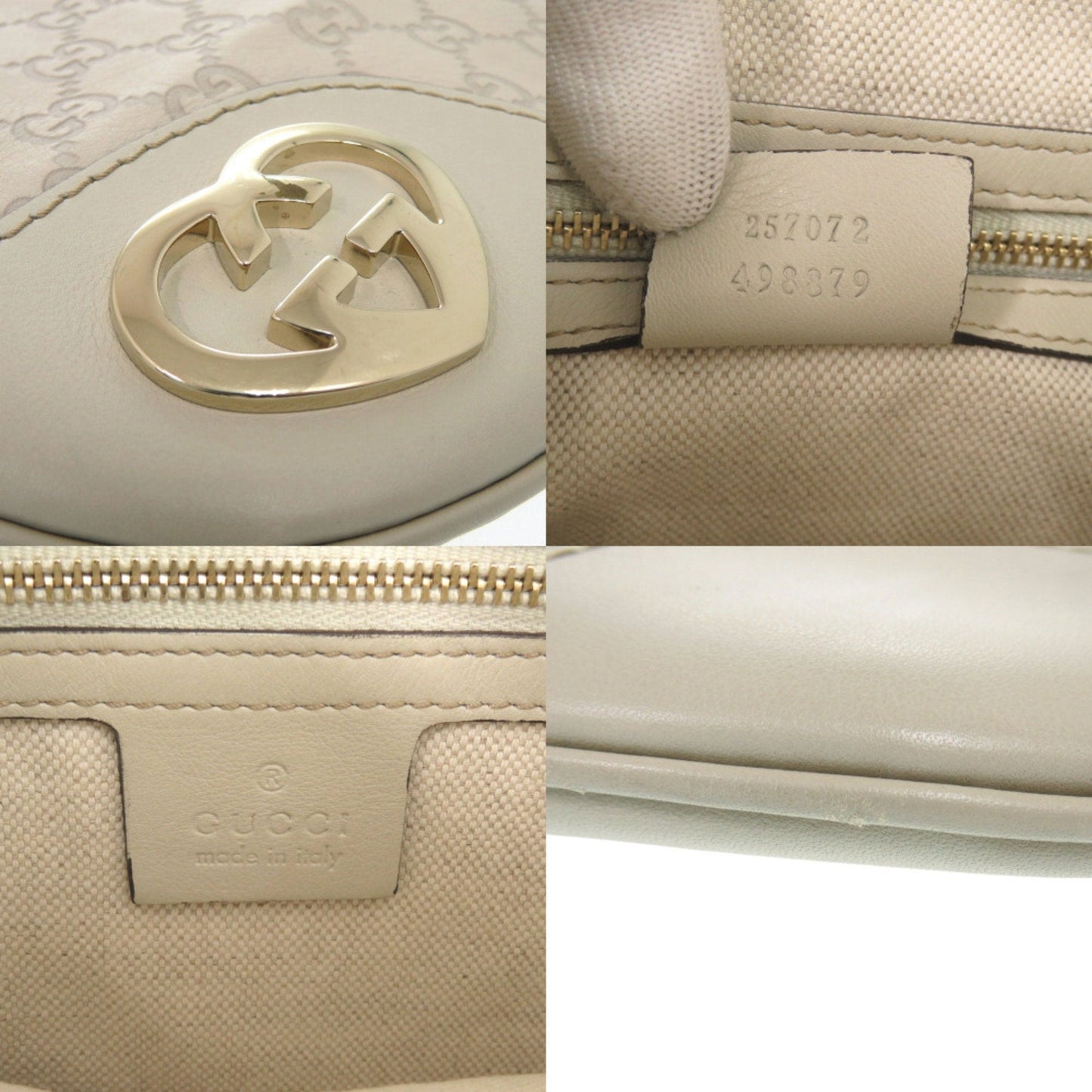 Gucci Guccissima Ivory Leather Shoulder Bag ( )
