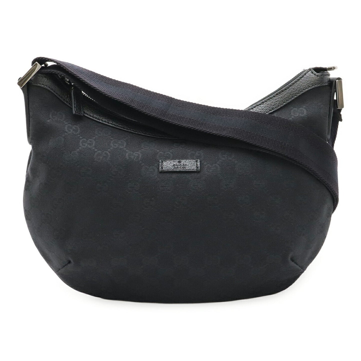 Gucci Black Gg Canvas Leather Shoulder Bag ( )