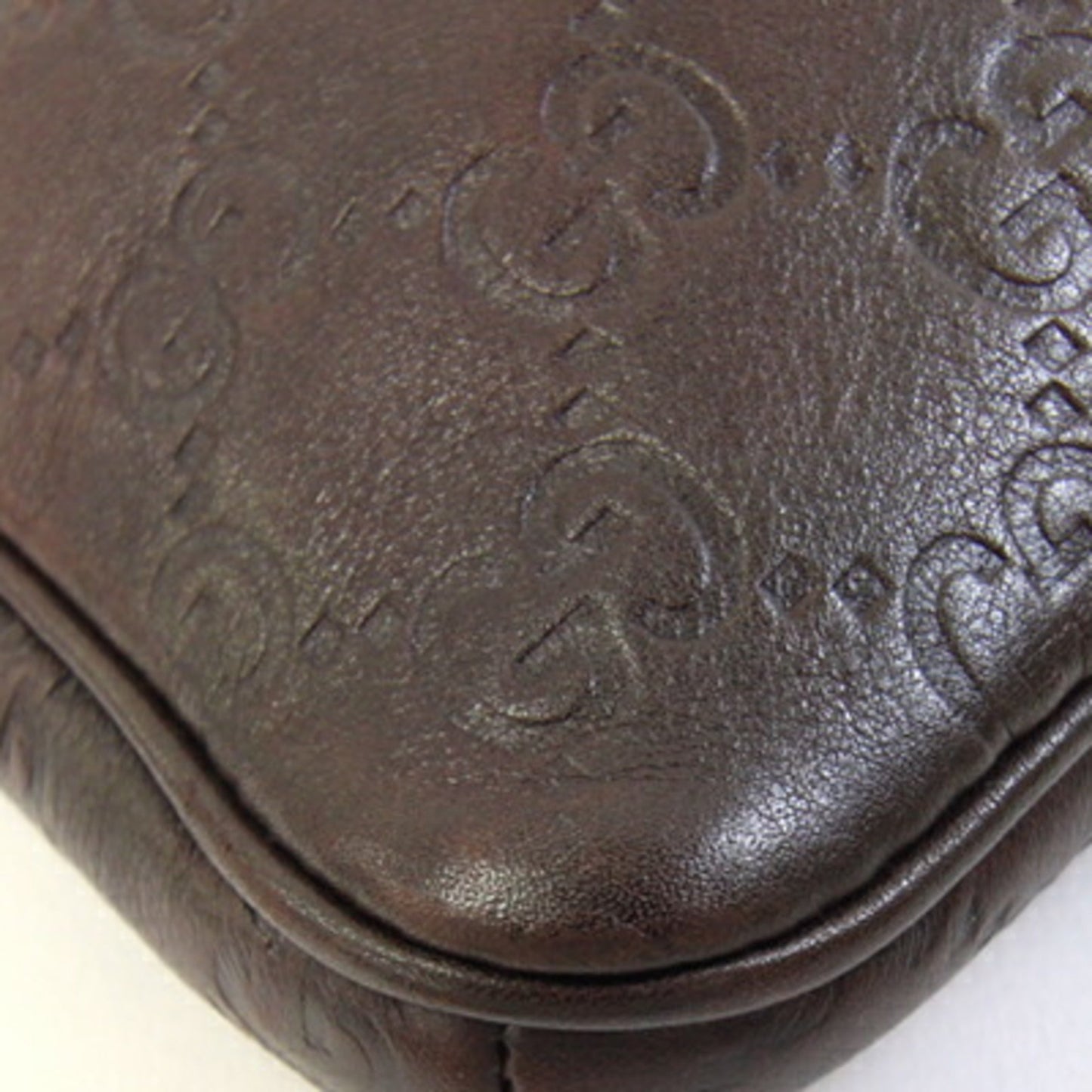 Gucci Dark Brown Leather Pochette Shoulder Bag ( )