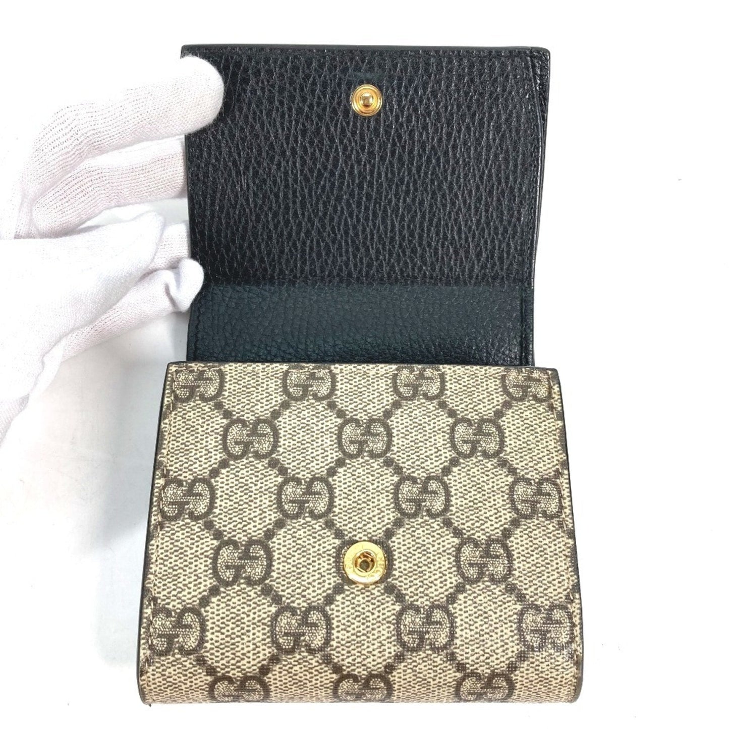 Gucci Beige Black Leather Pvc Wallet (Bi-Fold) ( )