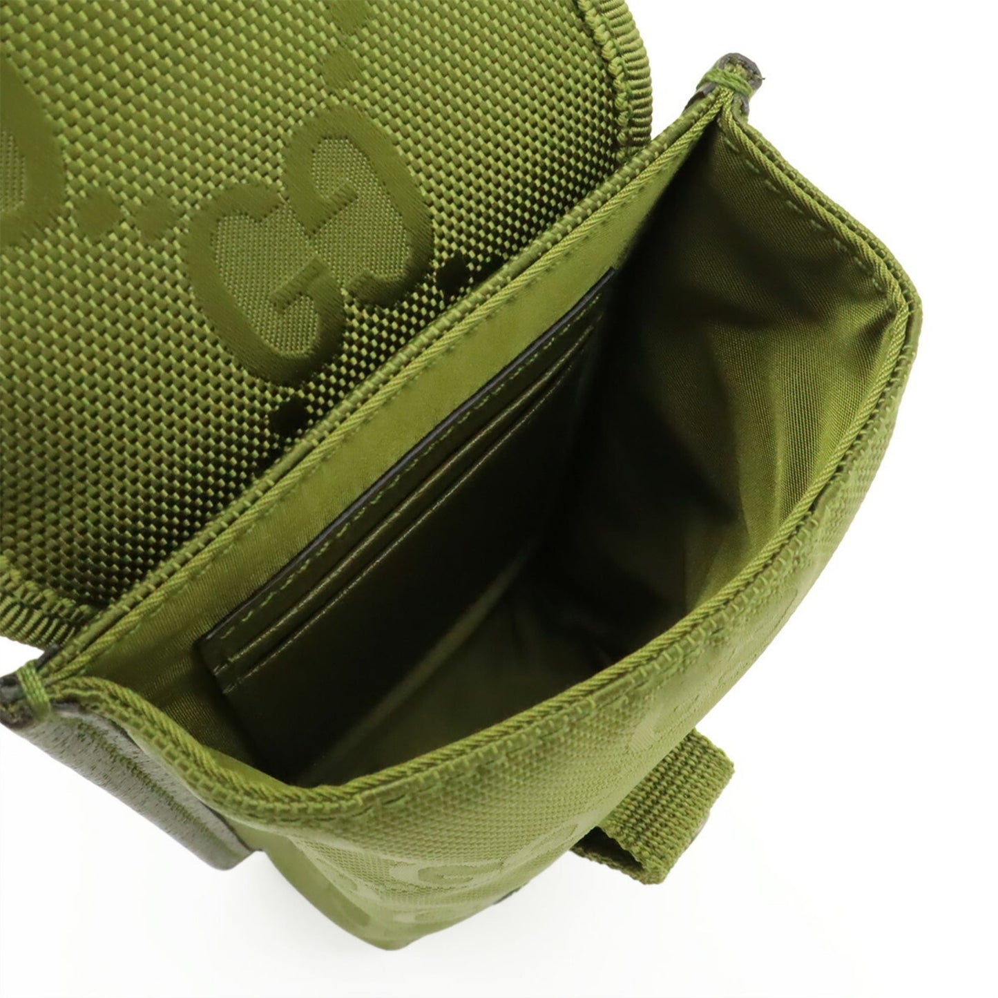 Gucci Green Khaki Nylon Canvas Leather Shoulder Bag ( )
