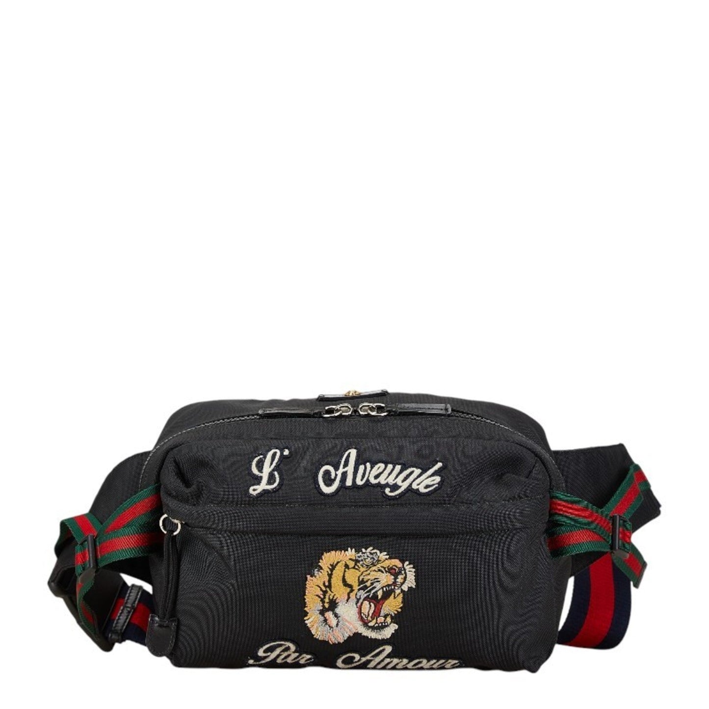 Gucci Black Multi-Color Canvas Sling Bag
