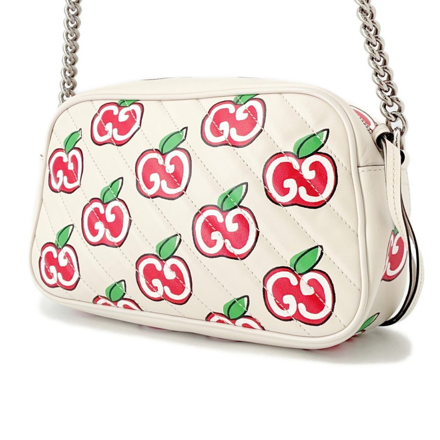 Gucci Beige Red Color White Leather Shoulder Bag ( )