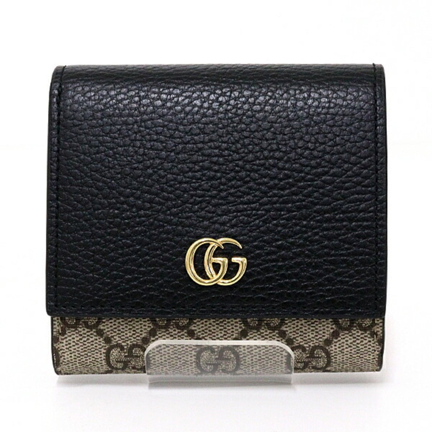Gucci Beige Black Gg Supreme Canvas Leather Coin Purse/Coin Case