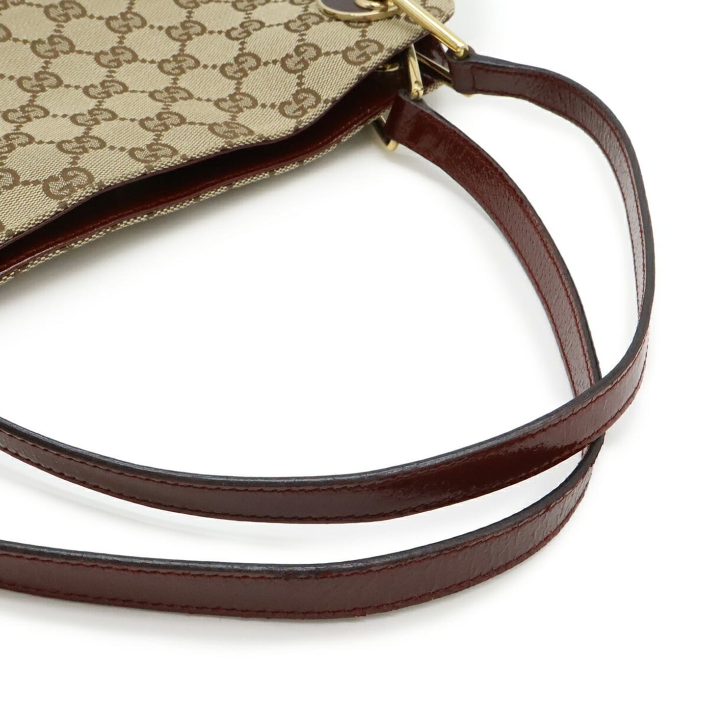 Gucci Beige Bordeaux Canvas Leather Shoulder Bag Tote Bag ( )