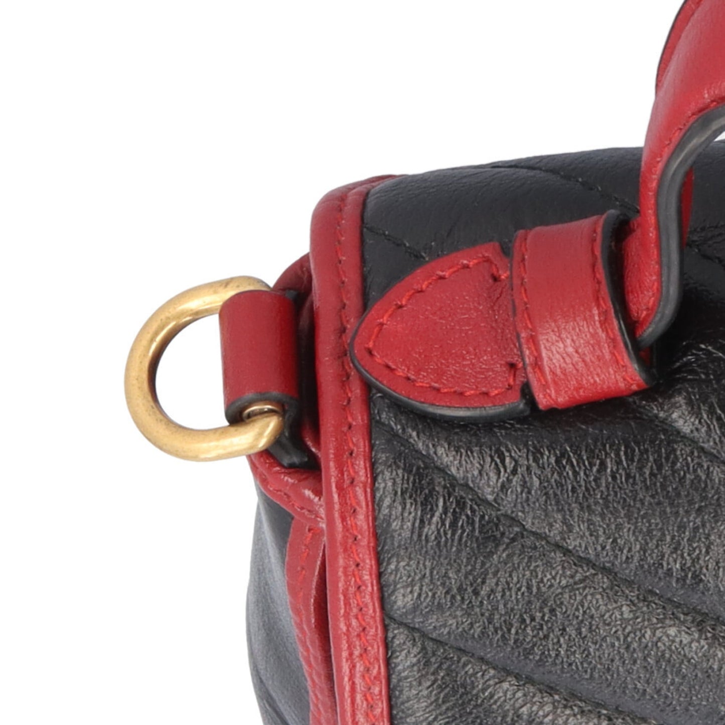 Gucci Gg Marmont Black Red Color Leather Shoulder Bag ( )