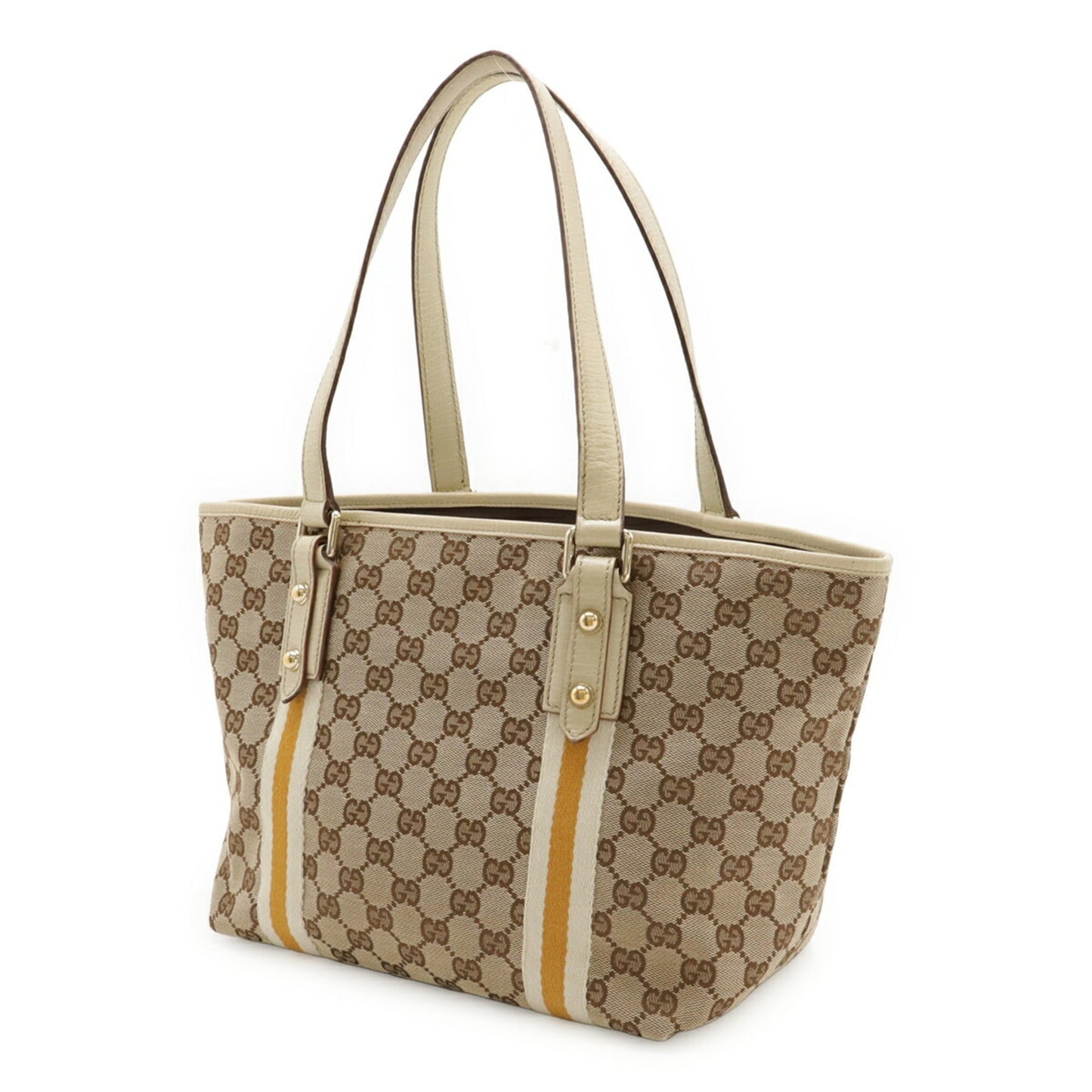 Gucci Gg Canvas Beige Ivory Khaki Mustard Gg Canvas Leather Shoulder Bag Tote Bag ( )