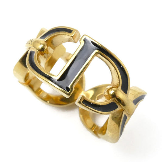 Christian Dior Gold Black Lacquer Metal Band Ring ()