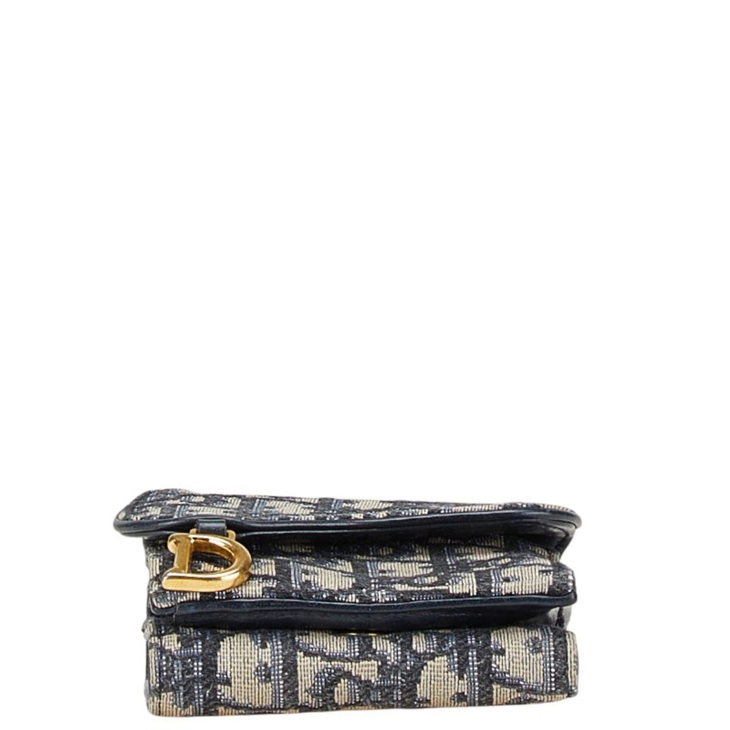 Christian Dior Beige Navy Canvas Leather Wallet (Tri-Fold) ()