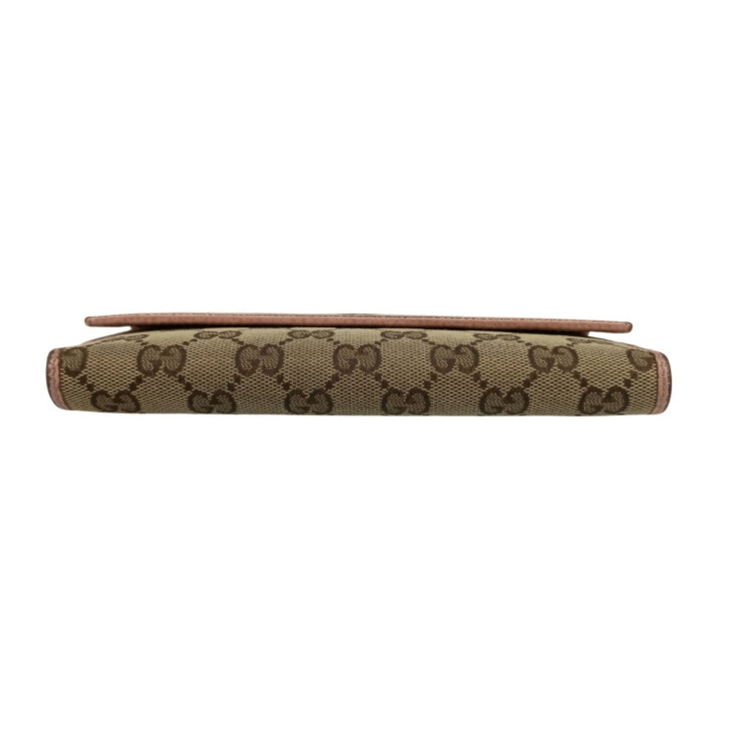 Gucci Beige Pink Gg Canvas Leather Long Wallet (Bi-Fold) ( )