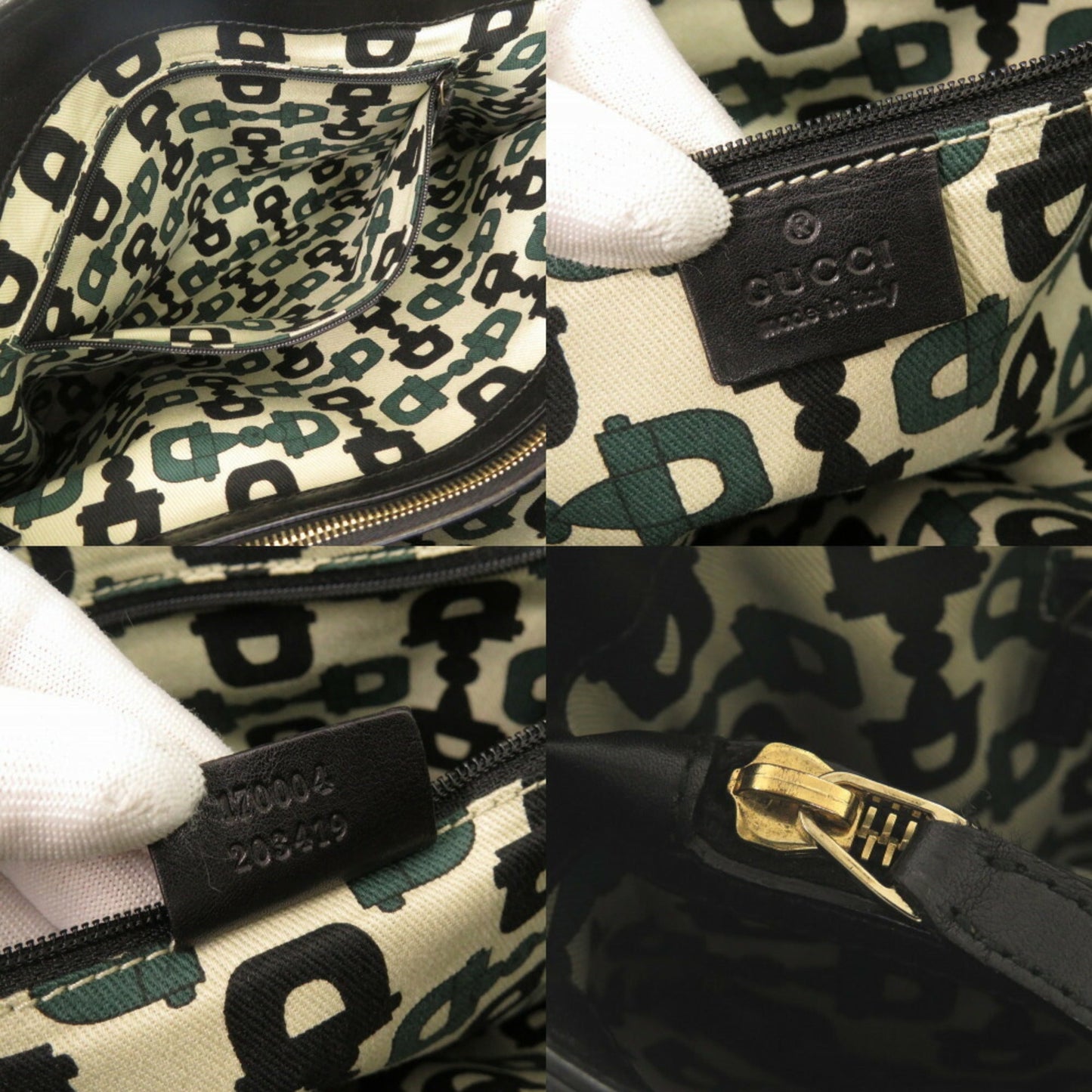 Gucci Black Leather Handbag Tote Bag ( )