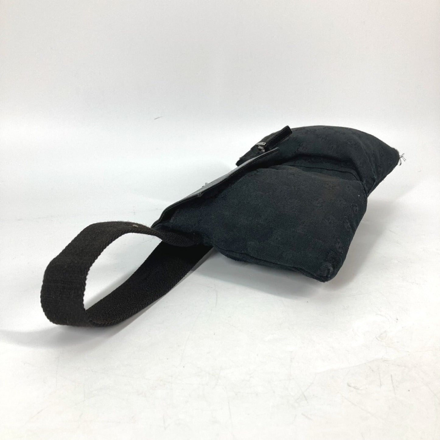 Gucci Black Gg Canvas Leather Fanny Pack Sling Bag ( )