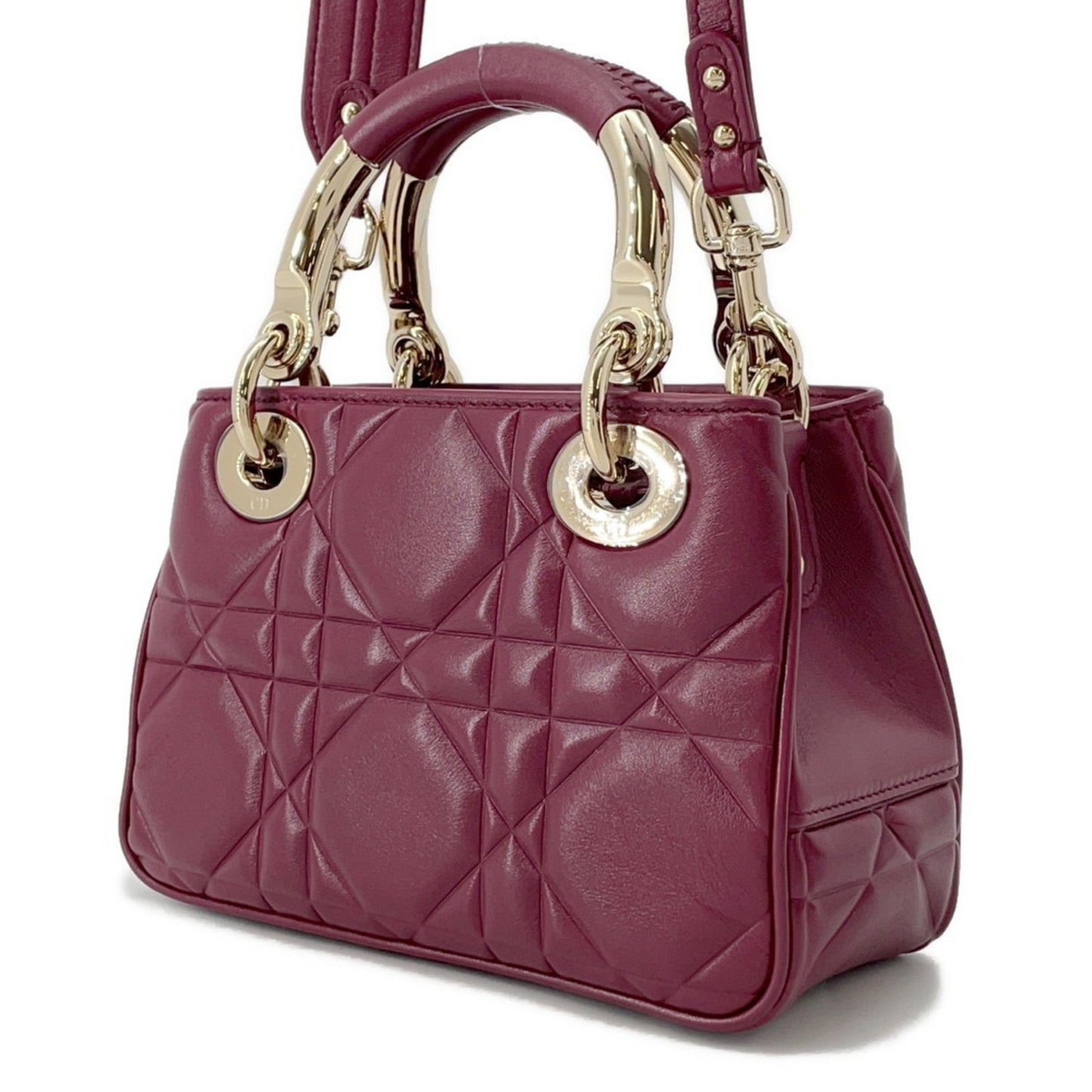 Christian Dior Bordeaux Champagne Gold Leather Handbag ()